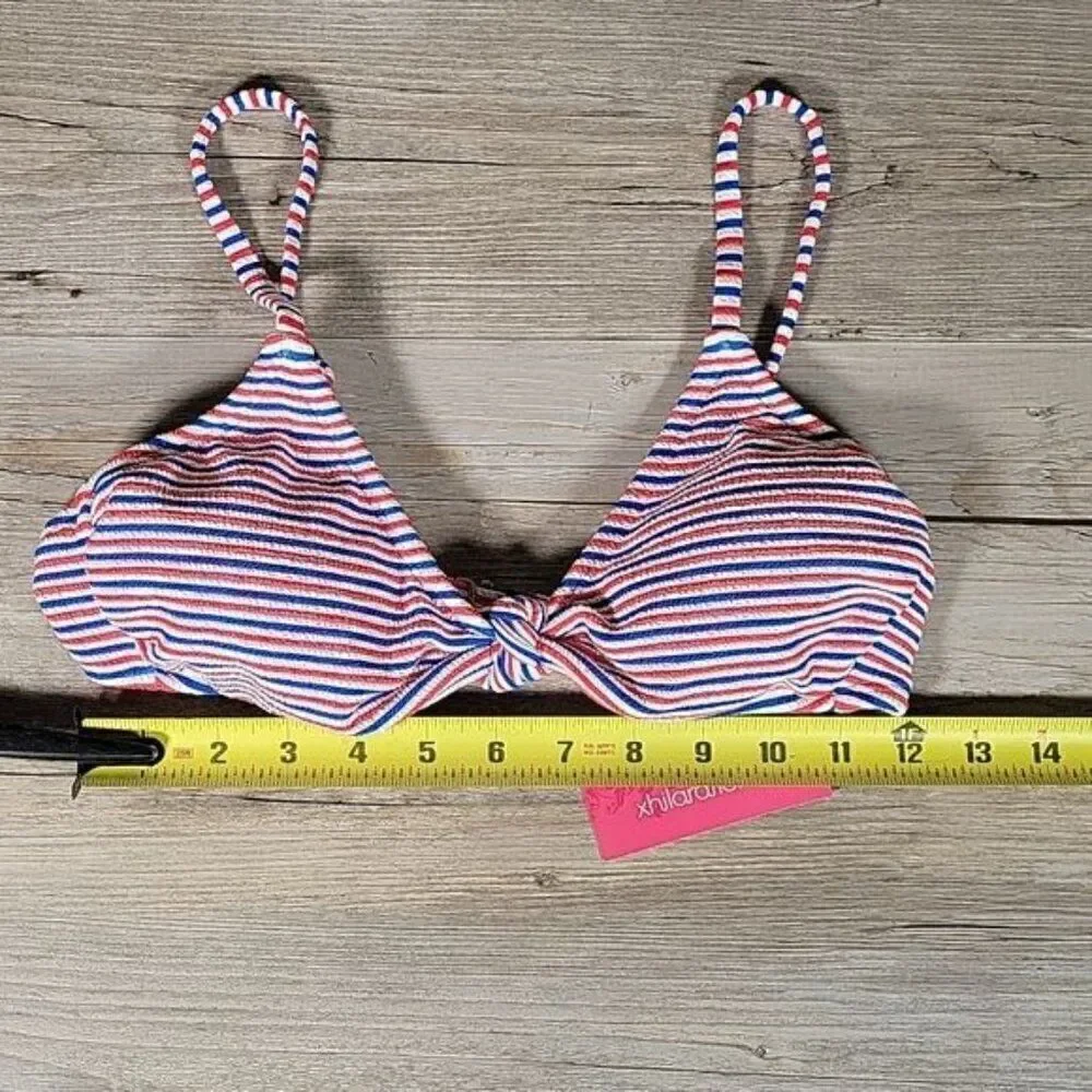 Xhilaration Juniors Striped Textured Bikini Top Sz M